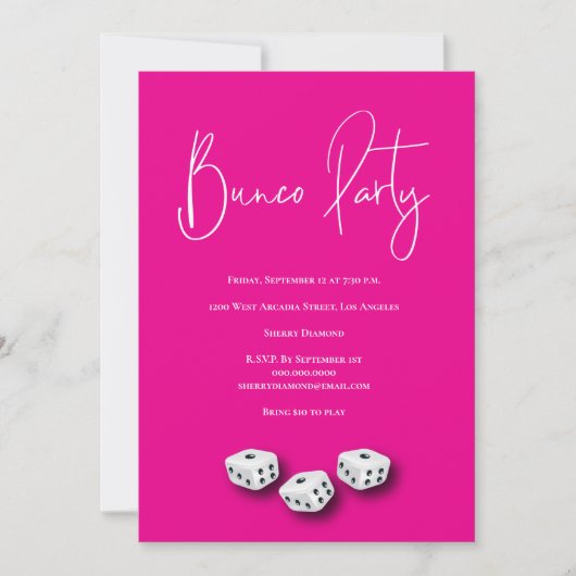 Moderne Roze Witte Bunco-feestje Kaart (Voorkant)