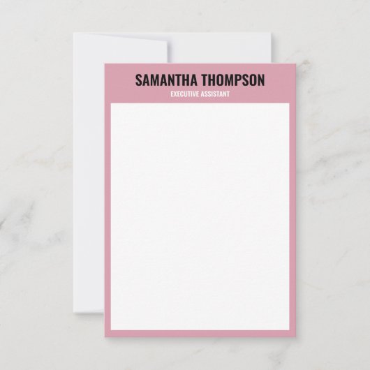 Moderne Roze, Witte en Zwarte Nota Kaart (Voorkant)