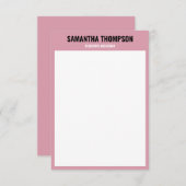 Moderne Roze, Witte en Zwarte Nota Kaart (Voorkant / Achterkant)