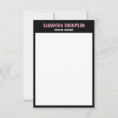 Moderne Roze, Witte en Zwarte Nota Kaart (Voorkant)