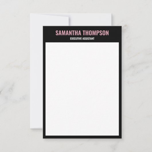 Moderne Roze, Witte en Zwarte Nota Kaart (Voorkant)