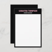 Moderne Roze, Witte en Zwarte Nota Kaart (Voorkant / Achterkant)