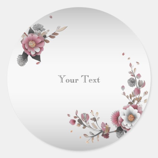 Moderne roze witte flacon Klassieke ronde Sticker (Voorkant)