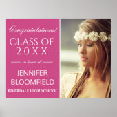 Moderne roze witte foto Afstuderen KLASSE van 2023 Poster (Voorkant)