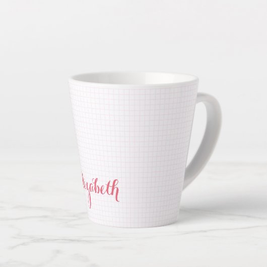 Moderne roze witte, gecontroleerde elegante typogr latte mok (Rechterhoek)