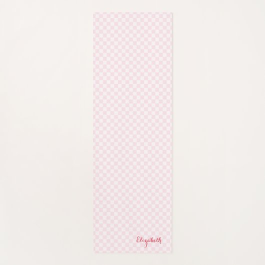 Moderne roze witte, gecontroleerde monogram oefeni yogamat (Voorkant)