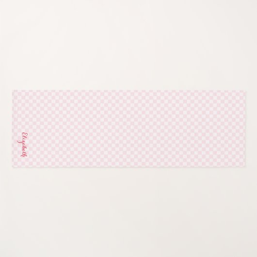 Moderne roze witte, gecontroleerde monogram oefeni yogamat (Voorkant (horizontaal))