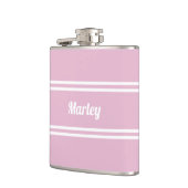 Moderne Roze & Witte Gepersonaliseerde Naam Golf C Heupfles (Links)