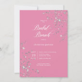 Moderne Roze & Witte Glam Diamonds Bruidsbrunch Kaart (Voorkant)