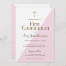 Moderne Roze Witte Gouden eerste communie meisje