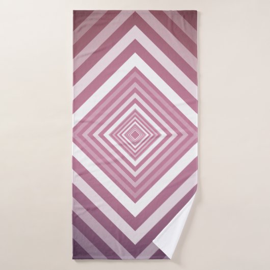 Moderne Roze & Witte Gradatie Vierkanten Bad Handdoek (Badhanddoek)