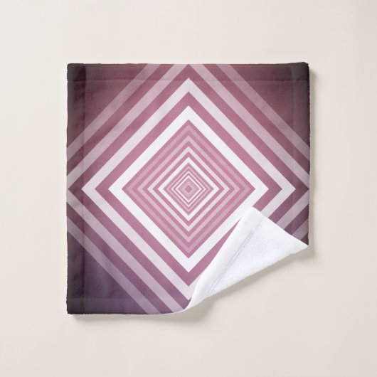 Moderne Roze & Witte Gradatie Vierkanten Bad Handdoek (Wasdoekje)