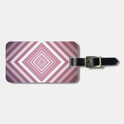 Moderne Roze & Witte Gradatie Vierkanten Bagagelabel (Voorkant horizontaal)