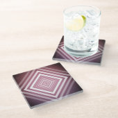 Moderne Roze & Witte Gradatie Vierkanten Glazen Onderzetter (Schuin)