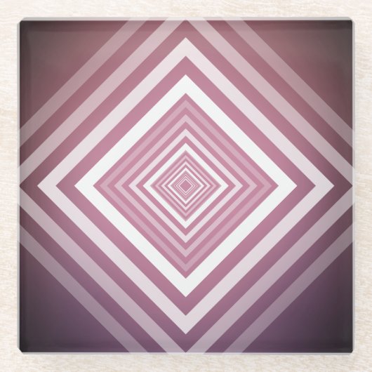 Moderne Roze & Witte Gradatie Vierkanten Glazen Onderzetter (Voorkant)