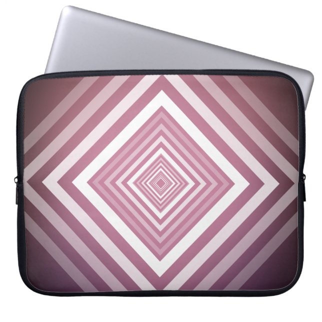 Moderne Roze & Witte Gradatie Vierkanten Laptop Sleeve (Voorkant)