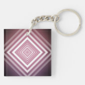 Moderne Roze & Witte Gradatie Vierkanten Sleutelhanger (Achterkant)