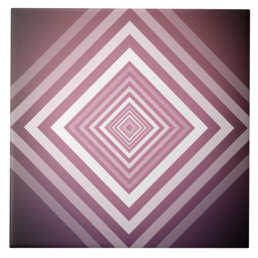 Moderne Roze & Witte Gradatie Vierkanten Tegeltje (Voorkant)