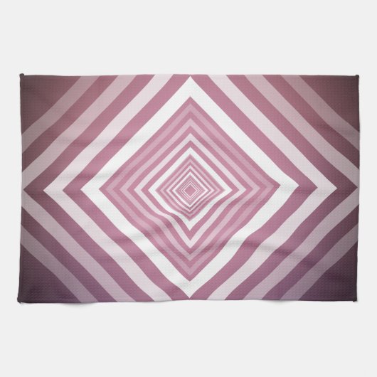 Moderne Roze & Witte Gradatie Vierkanten Theedoek (Horizontaal)