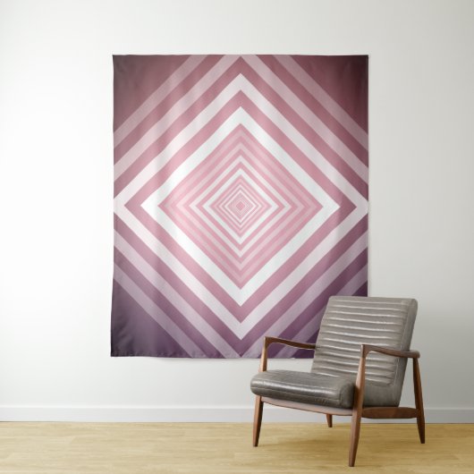 Moderne Roze & Witte Gradatie Vierkanten Wandkleed (In situ)