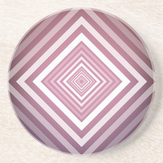 Moderne Roze & Witte Gradatie Vierkanten Zandsteen Onderzetter (Voorkant)