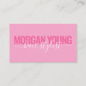 Moderne roze witte haarstylist script visitekaartje (Voorkant)