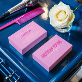 Moderne roze witte haarstylist script visitekaartje