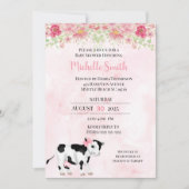 Moderne roze witte Koe afdrukBaby shower Kaart (Voorkant)