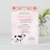 Moderne roze witte Koe afdrukBaby shower Kaart (Staand voorkant)