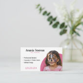 Moderne Roze & Witte Kunstenaar Gezicht Schilder Visitekaartje (Staand voorkant)