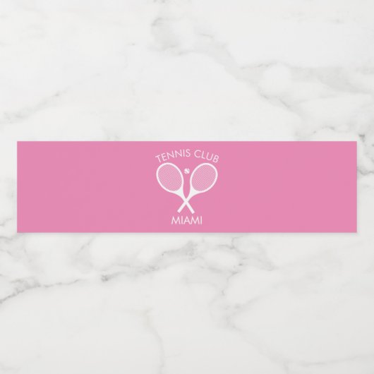 Moderne roze witte legante klassieke tennis waterfles etiket (Enkel label)