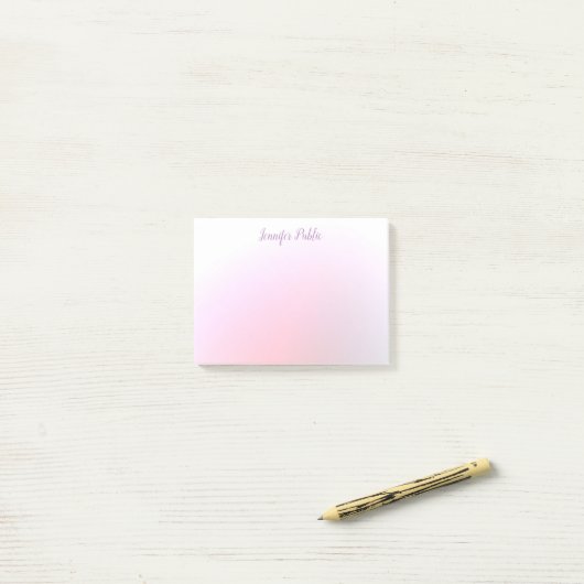 Moderne roze witte legante professionele Sjabloon Post-it® Notes (Op bureau)