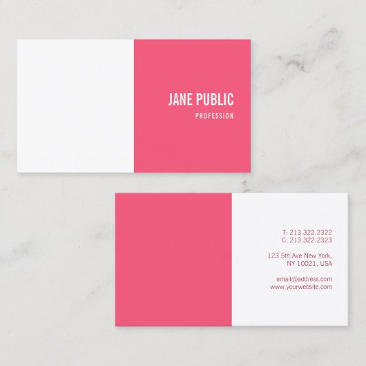 Moderne, roze witte, minimale Sjabloon Visitekaartje (Voorkant / Achterkant)