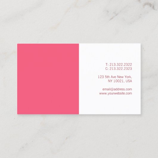 Moderne, roze witte, minimale Sjabloon Visitekaartje (Achterkant)