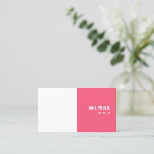 Moderne, roze witte, minimale Sjabloon Visitekaartje (Staand voorkant)