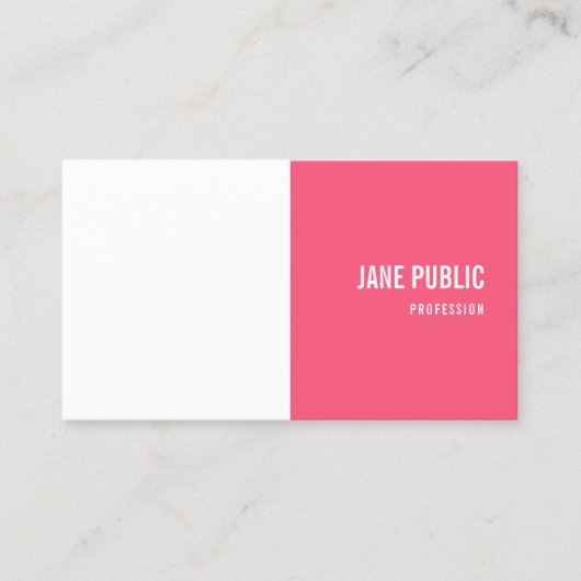Moderne, roze witte, minimale Sjabloon Visitekaartje (Voorkant)