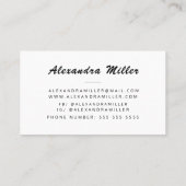 Moderne roze witte, minimale vetgedrukte haarstyli visitekaartje (Achterkant)