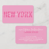 Moderne roze witte mode stylist script handtekenin visitekaartje (Voorkant / Achterkant)