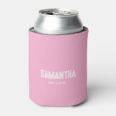 Moderne roze witte monogram initiaal koeler voor b (Blikje Voorkant)