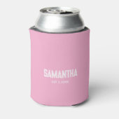 Moderne roze witte monogram initiaal koeler voor b (Blikje Achterkant)