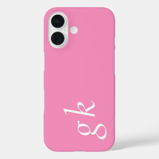 Moderne Roze Witte Monogram Naam Case-Mate iPhone Case (Achterkant)