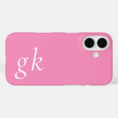 Moderne Roze Witte Monogram Naam Case-Mate iPhone Case (Achterkant (horizontaal))