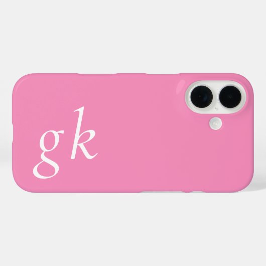Moderne Roze Witte Monogram Naam Case-Mate iPhone Case (Achterkant (horizontaal))