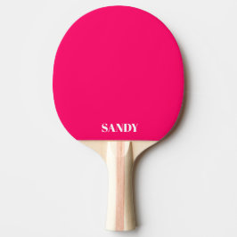 Moderne roze & witte monogram naam tafeltennisbatje