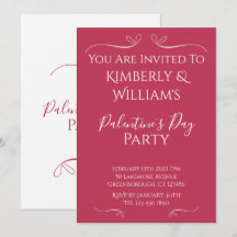 Moderne Roze Witte Palentine's Day Feest Uitnodigi