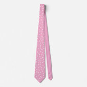 moderne roze witte polka stippen bruidegom cadeau stropdas (Voorkant)