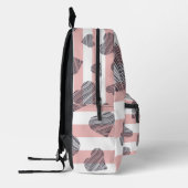 Moderne Roze & Witte Rugzak met Zwart Wavy Hart (Links)