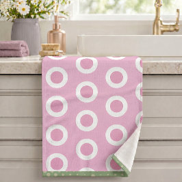 Moderne Roze Witte Salie Groene Cirkel Ring Patroo Bad Handdoek