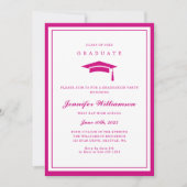 Moderne Roze & Witte Script Afstudeerfoto Kaart (Voorkant)