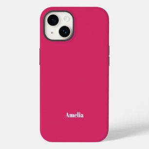 Moderne roze witte script Gepersonaliseerde naam iPhone 14 Hoesje